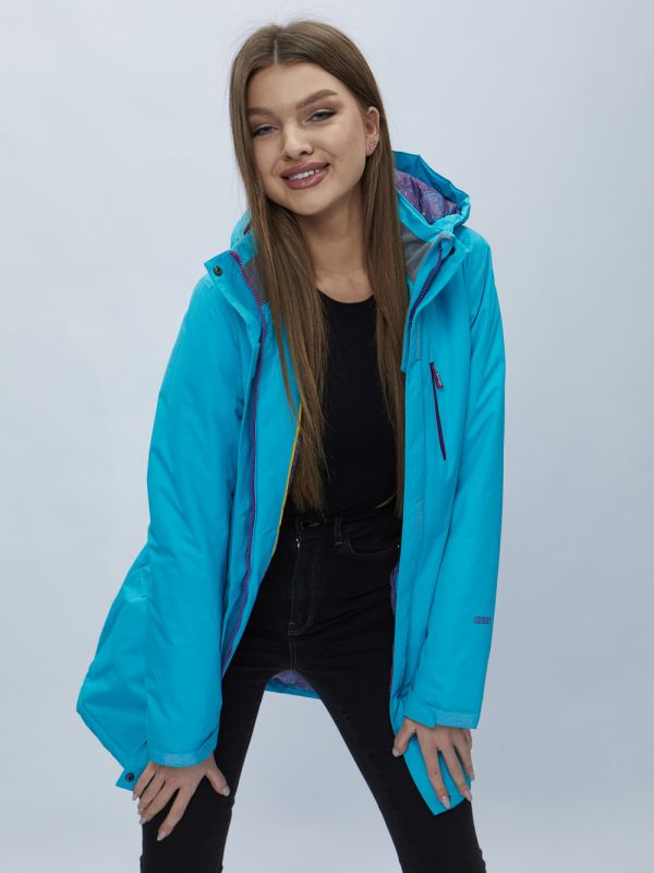 Women's blue hooded parka 551706S